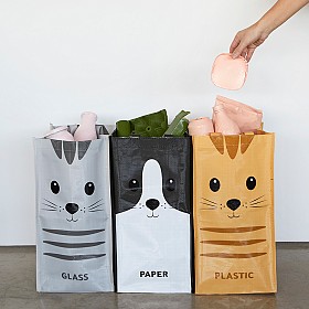 Set de tres bolsas de reciclaje con estampado de gatos Balvi